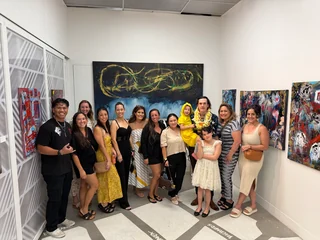 Visitors gathered in the gallery during the exhibition